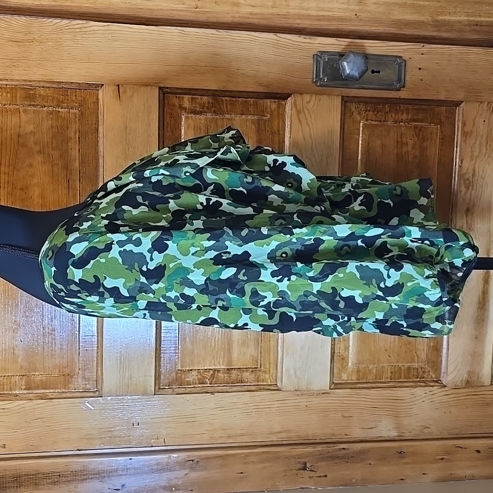 Ellen Tracy Green Camouflage Blouse M - Picture 4 of 6